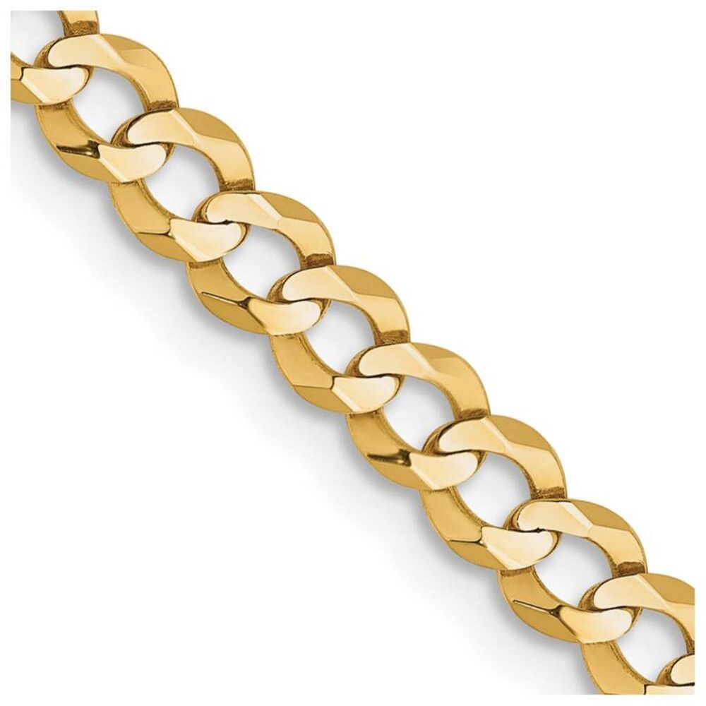 3.75mm 14K Yellow Gold Solid Light Flat Curb Chain Necklace, 20 Inch
